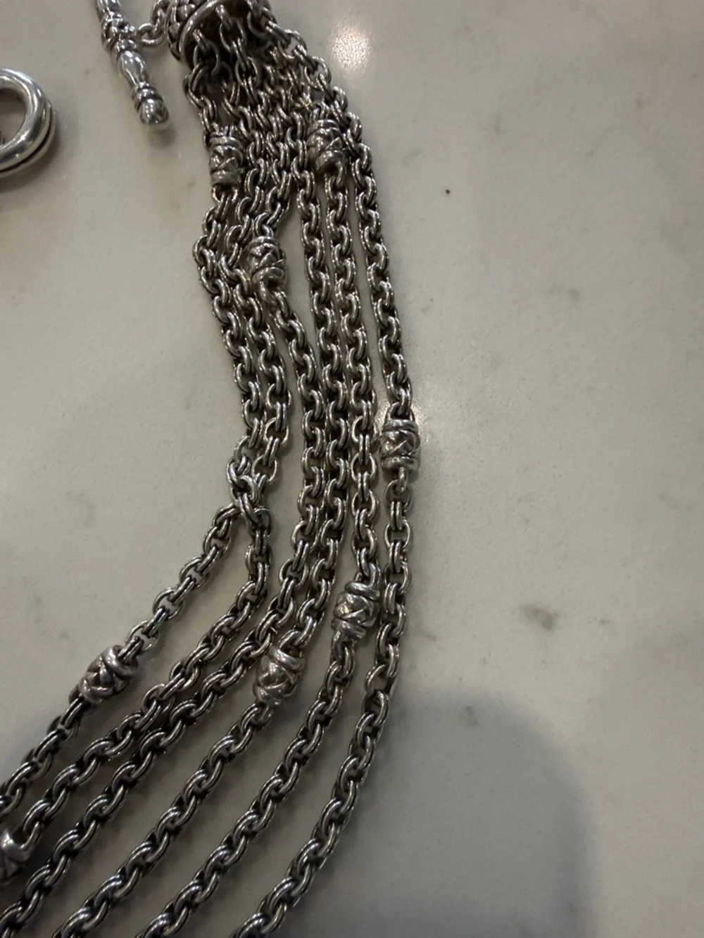 Scott Kay Sterling Multi-Strand Silver Toggle Necklace - Picture 3 of 4